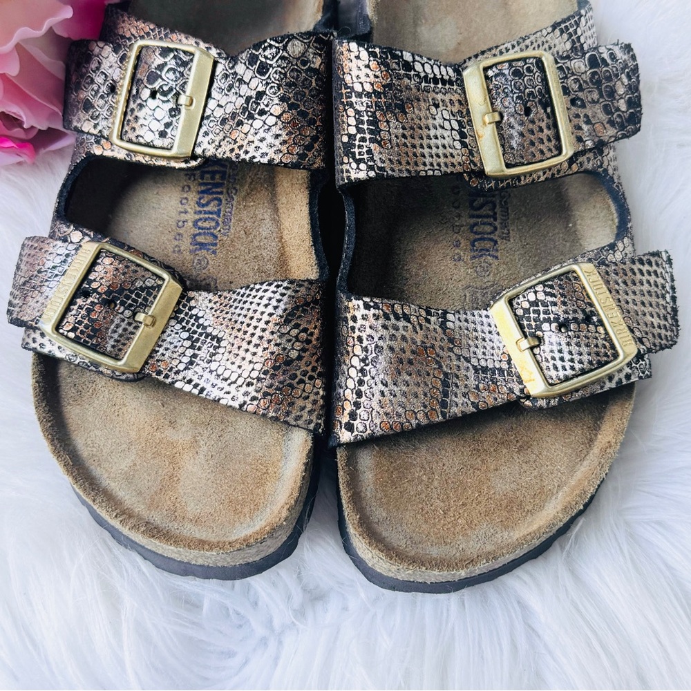 Birkenstock Arizona Python Gold Sandals - Picture 4 of 10